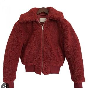 Wilfred Free The Teddy Crop Jacket Dark Red